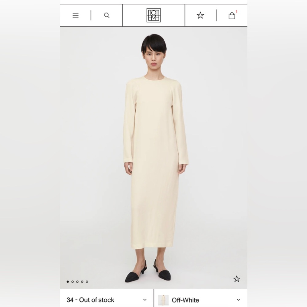 Toteme Slouched shoulder dress off-white